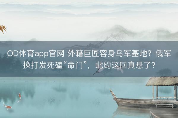 OD体育app官网 外籍巨匠容身乌军基地？俄军换打发死磕“命门”，北约这回真悬了？